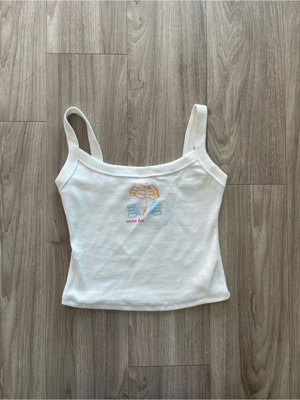 White Fox Boutique White Embroidered Beach Tank